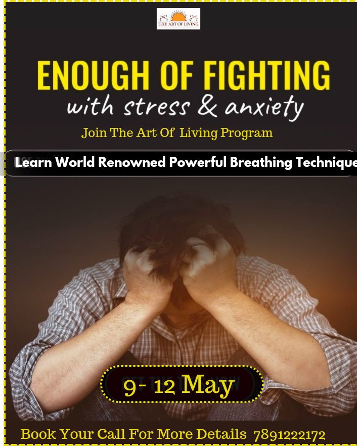 Keep yourself Physically Fit, Mentally Calm & Relaxed,
Emotionally Stable with 🪷 SKY Technique | Pranayama | Meditation | Practical Wisdom 🪷 
Book your Call for any query 7891222172
#anxietyrelief
#artofliving
#MentalHealthSupport 
#MentalWellness 
#MentalHealthAwareness