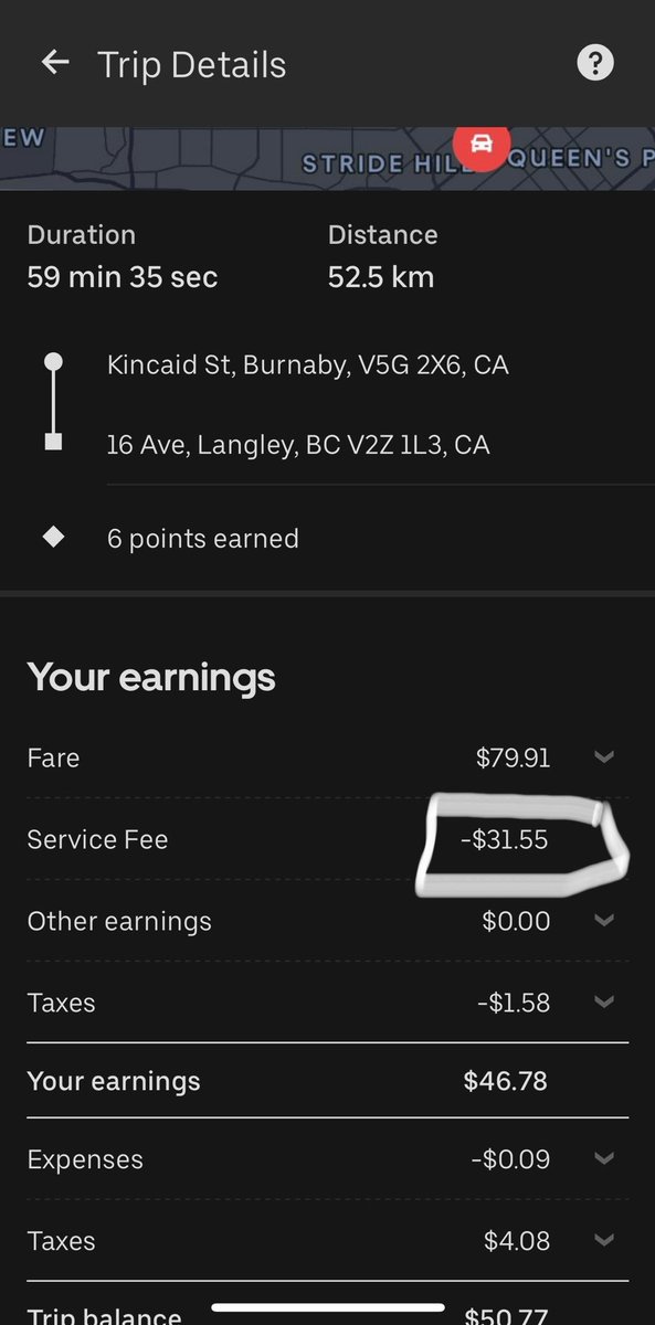 #uber is doing wage theft. @Uber__Canada deducts 25% Service fee. How $31 out of $79 becomes 25% !!
Fare paid $46.78 for 52.5 kms of ride. This ride was on Surge $19 out of $46.78  was surge paid. Means $27 for 52 kms. #wagetheft #ubercanada
#shameonuber