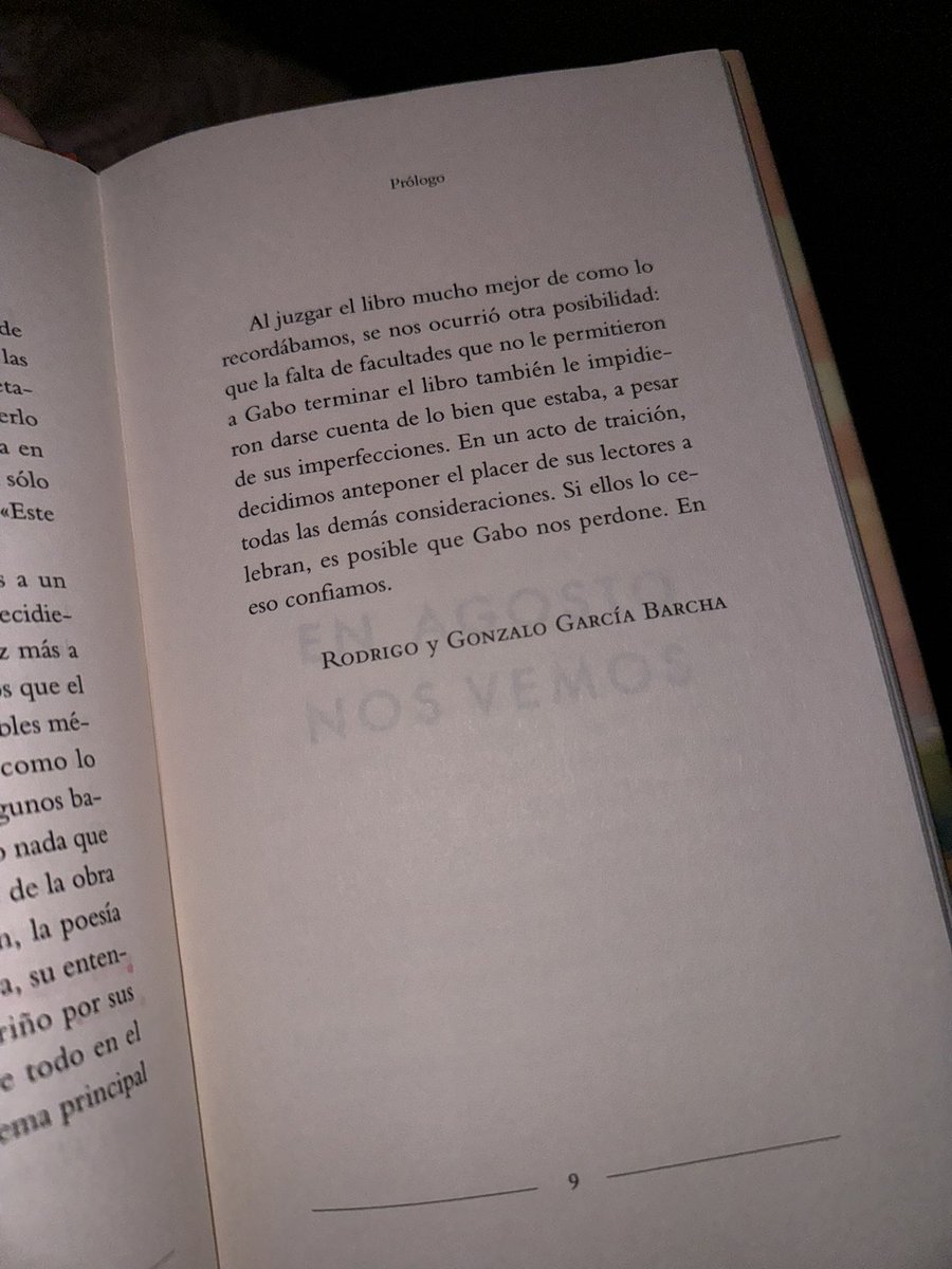 … Y fin! Lo terminé! Aquí les dejo esta parte del prólogo para que se animen, es una novela corta, entretenida y fácil de leer 📖 #EnAgostoNosVemos #GabrielGarciaMarquez