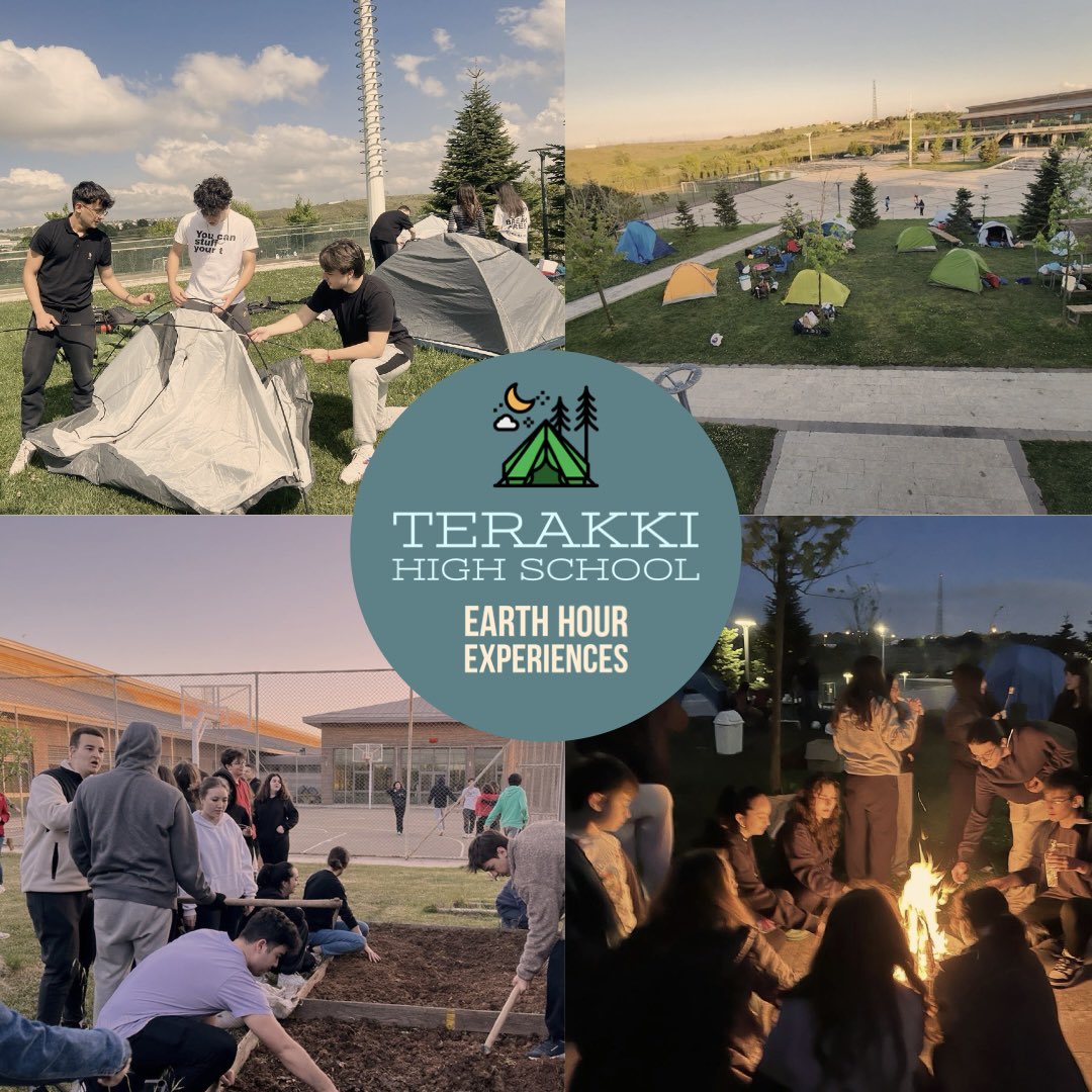 Terakki Vakfı Okulları (Tepeören) IBDP öğrencimizle beraber “Earth Hour”kapsamında minik bir kamp organize ettik. Hep beraber okulumuzda açtığımız çadırlarımızda kaldık. Mangal, kamp ateşi, müzik, çilek fidesi dikimi, film/maç saati derken hepimiz için unutulmayacak bir gün! ❤️