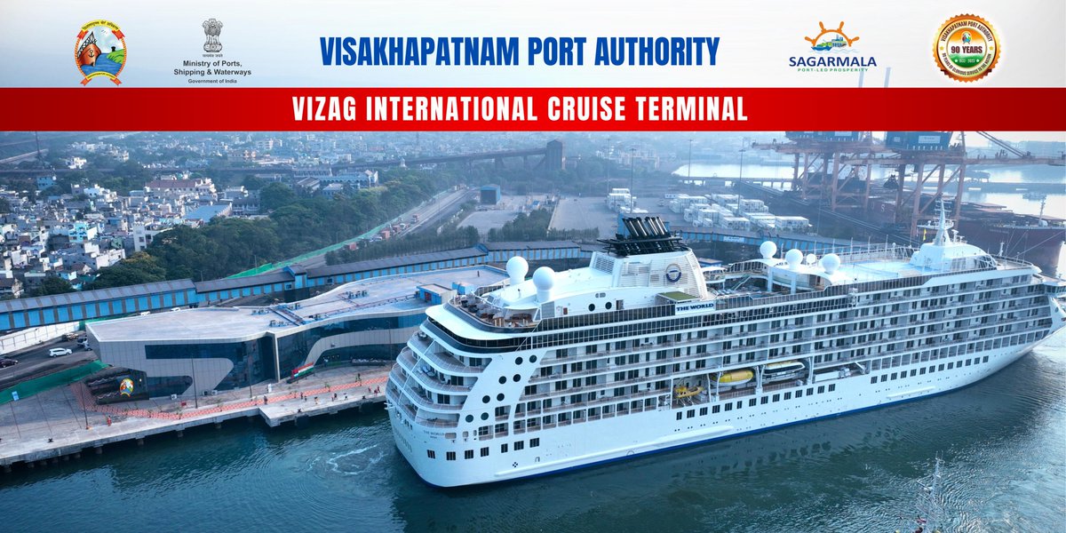 MV The World, International Cruise Vessel berthed at Vizag International Cruise Terminal with 281 crew members & 80 Passengers across the world..! @shipmin_india