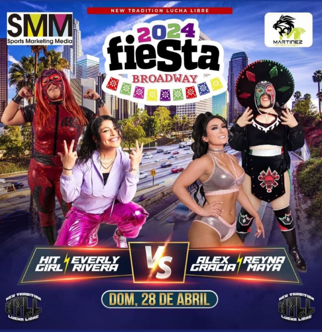 I’m wrestling at the largest Cinco de Mayo celebration in America! I love these shows because Lucha Libre is a HUGE part of my culture and identity. Pink Dreams are coming your way @fiestabroadway🩷