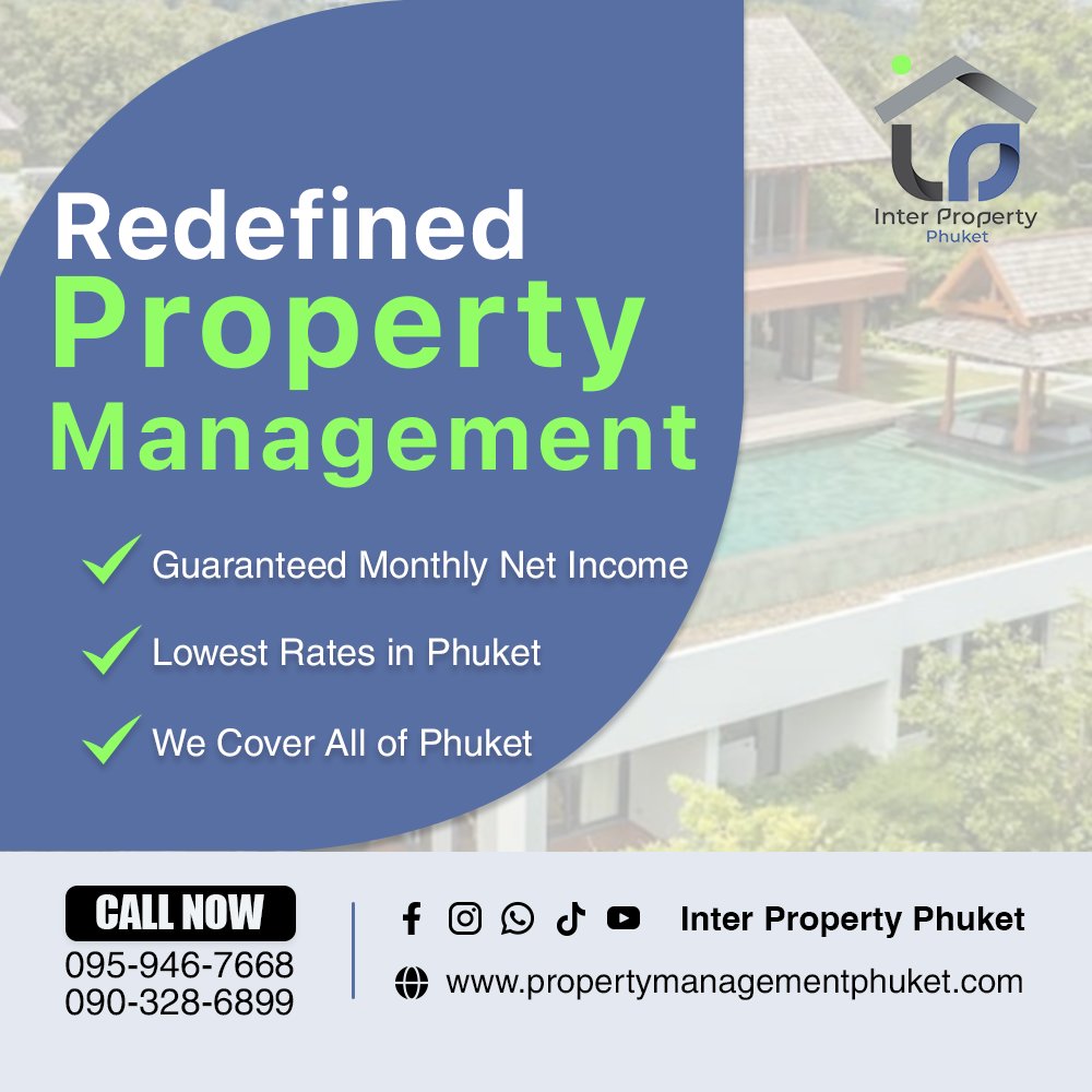 We offers a comprehensive property management service that takes care of everything for you, from tenant screening and rent collection to maintenance, cleaning, and check-in/out. #InterPropertyPhuket #PropertyManagementPhuket #GuaranteedIncome