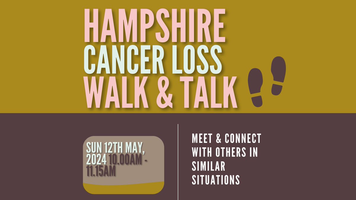 Have you lost somebody close to you to cancer? Join us on Sunday 12th May 2024 10AM - 11.15AM for an informal walk and talk event around the Havant Coast. The walk will start in Havant and follow the Hayling Billy Trail south to Chichester Harbour. tinyurl.com/3e7nn4v9