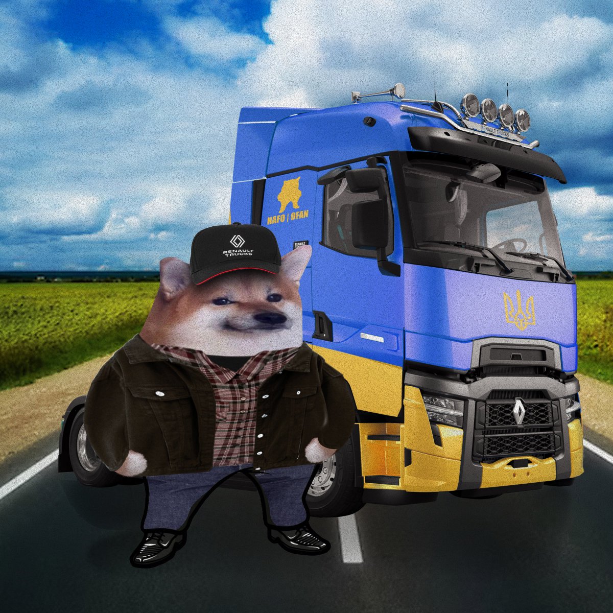 #FellaDelivery for @ben_gibbons1 One Trucker Fella is ready to haul goods and bonk vatniks on 18 wheels. Welcome to #NAFO #NAFOfellas #NAFOExpansionIsNonNegotiable @Kama_Kamilia @goblin__soup @Official_NAFO