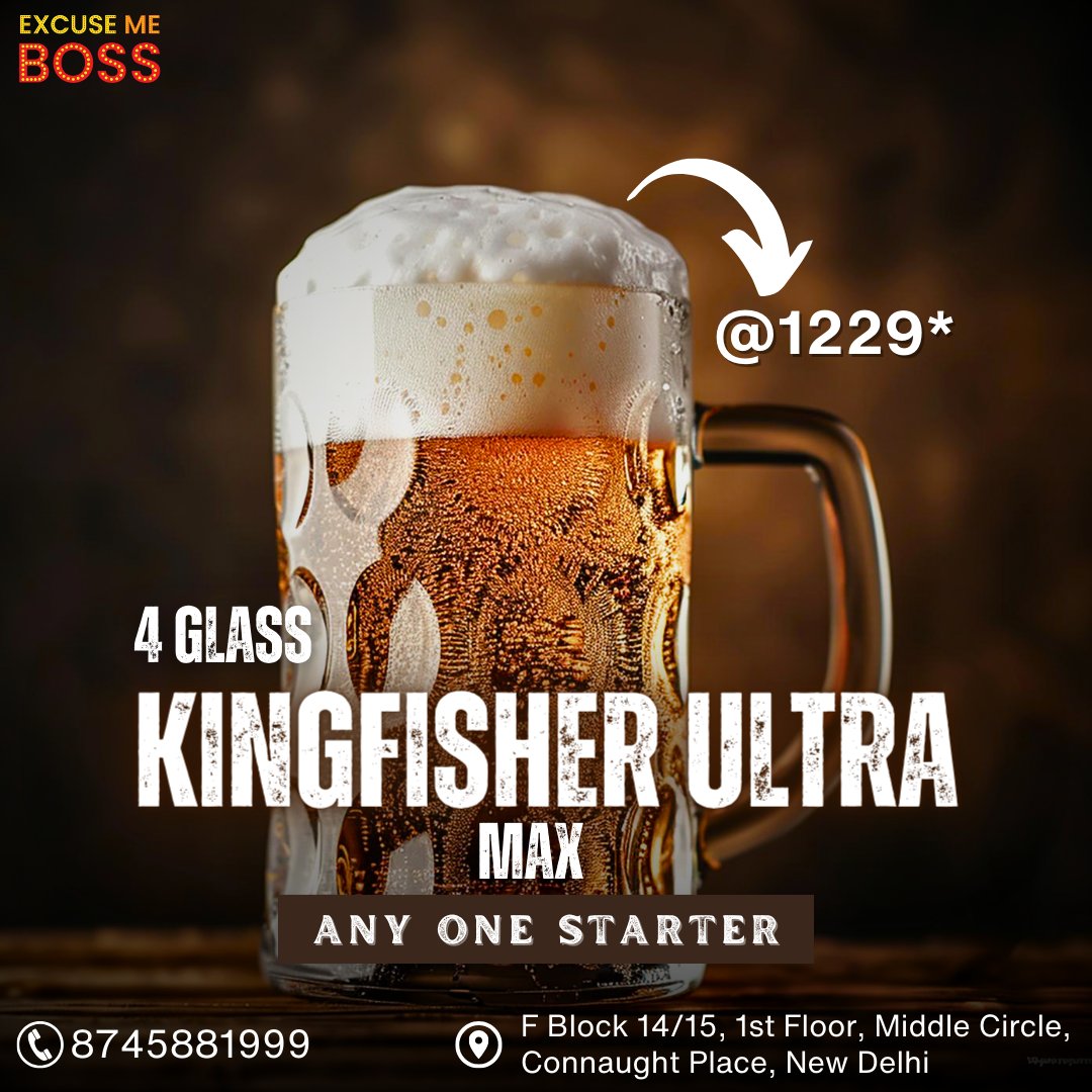 When it comes to beer, only the best will do. Kingfisher Ultra, fit for a king!👑🍻

📞 +918745881999
Call Us For Reservations 📷

#excusemeboss #cp #delhi #sipwithjoy #raiseyourglass #cheerstoyou