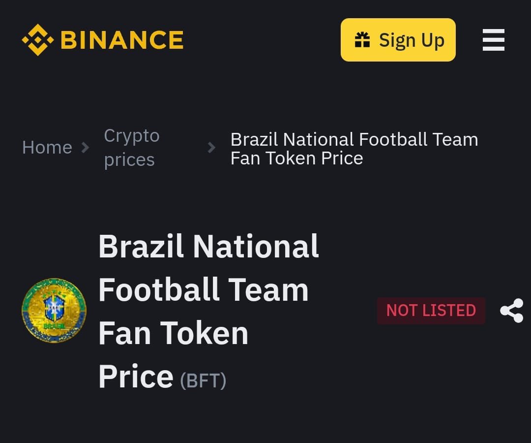 🚨🚨🚨🚨🇧🇷🇧🇷🇧🇷🇧🇷 #Bft #BrasilFanToken #Fantoken #btc #Bitcoin #Binance listeleme mi geliyor yoksa ? Bu ne anlama geliyor @Metinemir0752 Senin paylaştıkların bu gibi ?