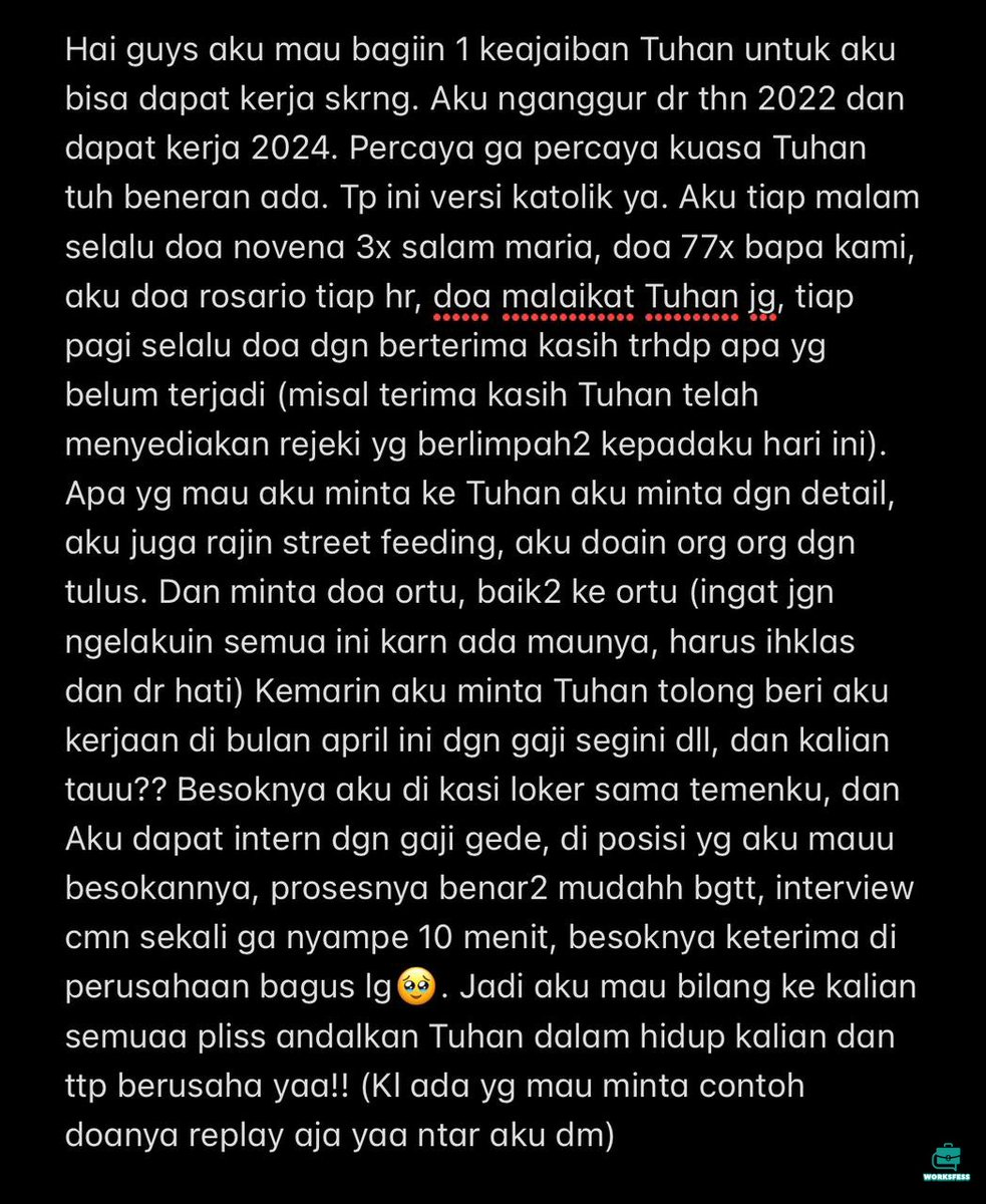 Work! Bagi para jobseekers please jangan nyerah yaa!!! Pokoknya berbaiki hubungan kalian dengan Tuhan, ortu dan orang sekitar serta berbagii ke hewan2 yaa!!