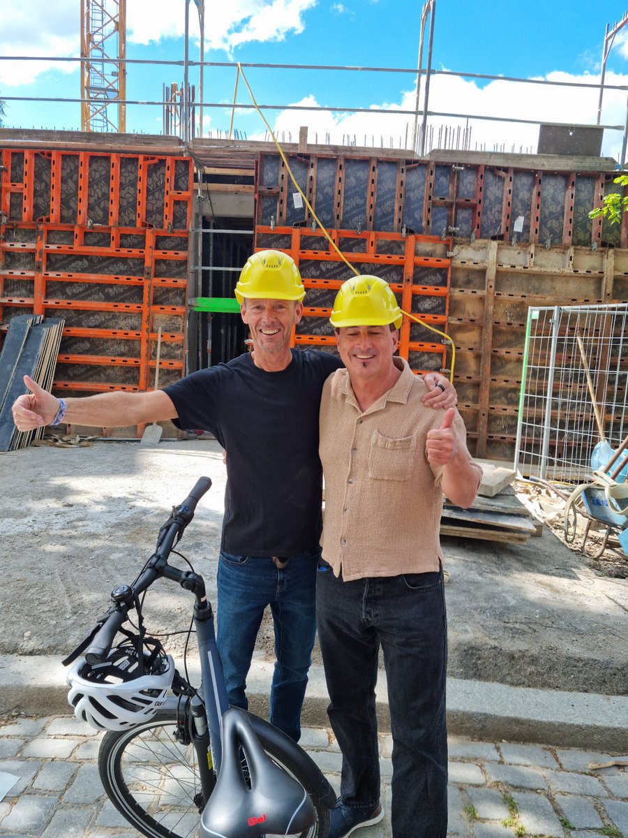 At the building site of the 'Butze,” a center for homeless youngsters in Berlin. My wife and I are supporting its construction through our foundation. The first floor is finished! With Eckhard Baumann, Chairman of Straßenkinder e.V.