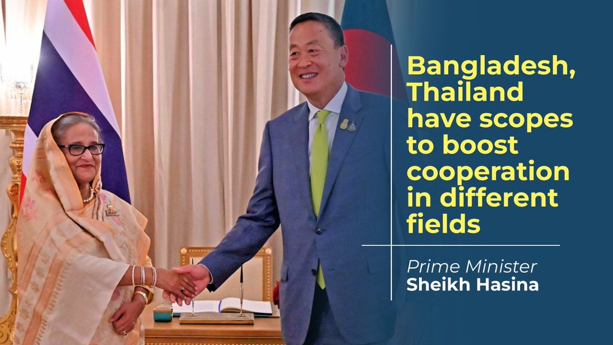 During the luncheon program hosted by
@Thavisin
in Bangkok, HPM #SheikhHasina said that 🇧🇩-📷#investment, #foodsecurity and #health.  📷774
@BDMOFA
@MFAThai