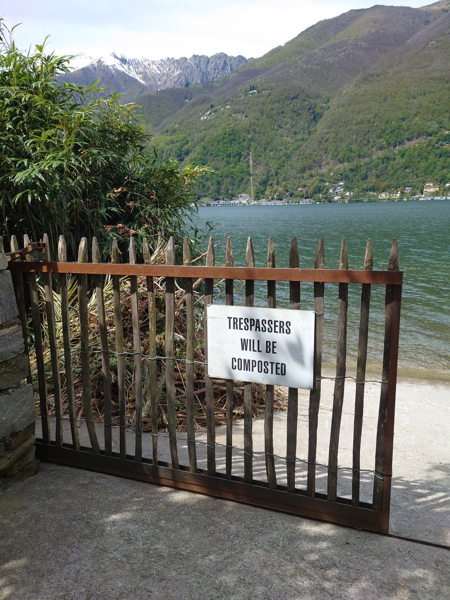 #SignsonSunday Botanic gardens on Isola Grande in the Brissago Islands on Lake Maggiore. Snow-capped mountains in the background.