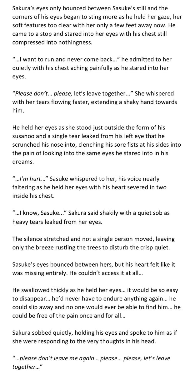 this part actually ripped my heart out of my chest #sasusaku 

#narutoshippuden #fanfiction #ao3 #sasuke #sakura #blankperiod