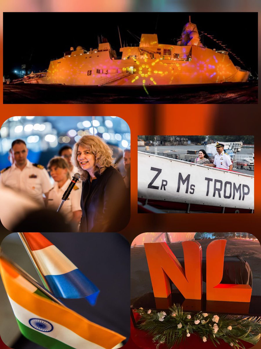 What a sight! Yesterday evening we celebrated #KingsDay together with our special guest deployed in Mumbai #ZrMsTROMP. She looks absolutely stunning decked out in vibrant ORANGE ⛴️👑. #HappyKingsDay