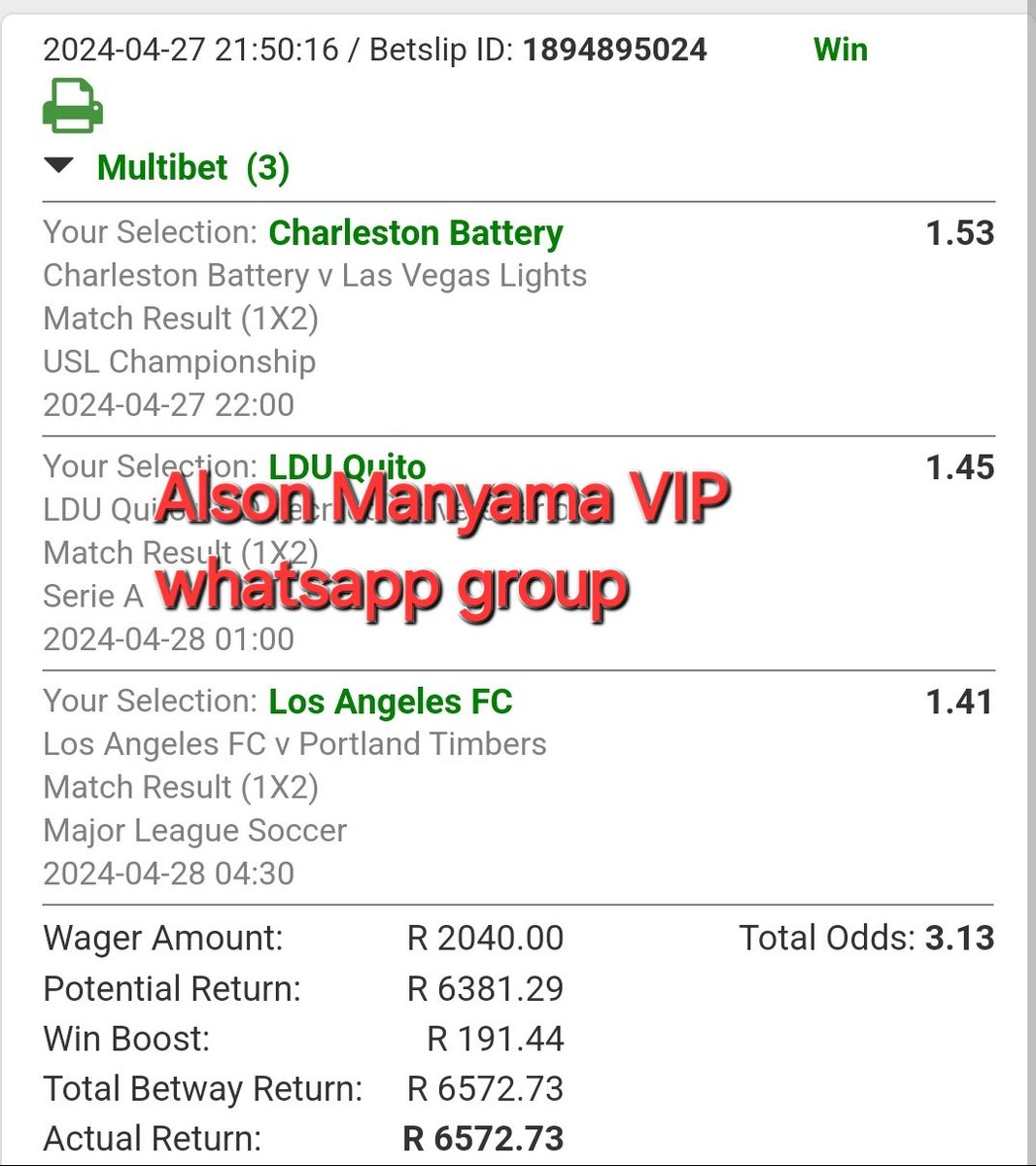 BOOOOOOOM 💥 💥 💥 💥 💥 💥 💥 💥 💥 They ate Betway Win R6 572.73 We go again today in the group with 2 train bonus slips to win each member more than R1m. Let's get it 💥 💥 💥 💥 Joining is not by force ... is by choice.