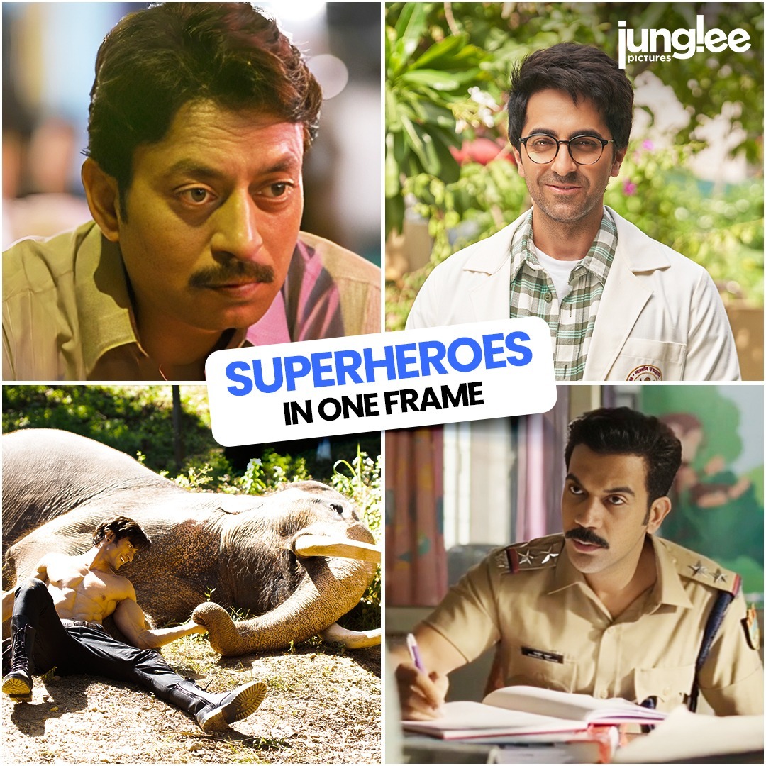 The superheroes from Junglee universe! 🦸‍♂️
#NationalSuperheroDay 

#Talvar #DoctorG #Junglee #BadhaaiDo #IrrfanKhan #AyushamannKhurrana #VidyutJammwal #RajkummarRao #JungleePictures 
#sundaymood #sundayfeels #JungleeUniverse #superheroes #superheroesday