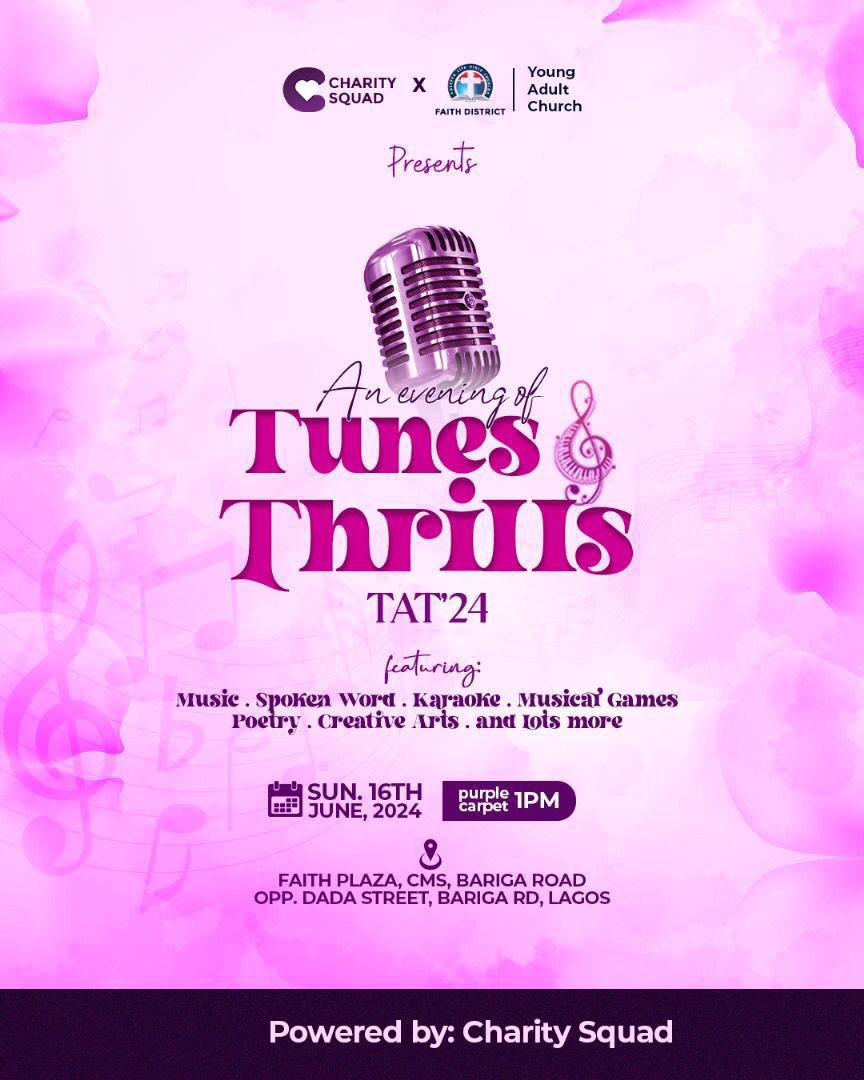 SOUL FEEDING!! SPECTACULAR!!! MESMERIZING!!!! THRILLING!!!! An evening of Tunes and Thrills. Mark your calendars! Get ready! You wouldn't want to miss this Year's Tunes and Thrills! Save the date! June 16th 2024 #TunesAndThrillsIsHere #TAT24