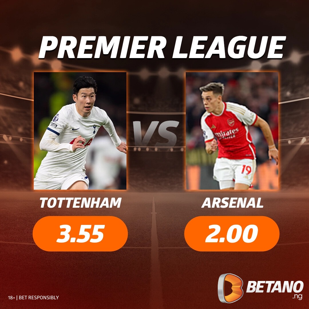 Another tough test for Arsenal as they continue to fight to stay on top. #thegamestartsnow Tottenham vs Arsenal ⏩betano.ng/match-odds/tot…