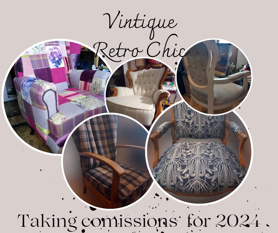 Just a small selection of my upholstery comissions last year.
If you have an old or new chair you want to revamp into a one off unique piece of furniture please contact me I love making dreams come true! 
#upholstery 
#fabriclove ##upcycling #eco #recycle #smallbusinessowner