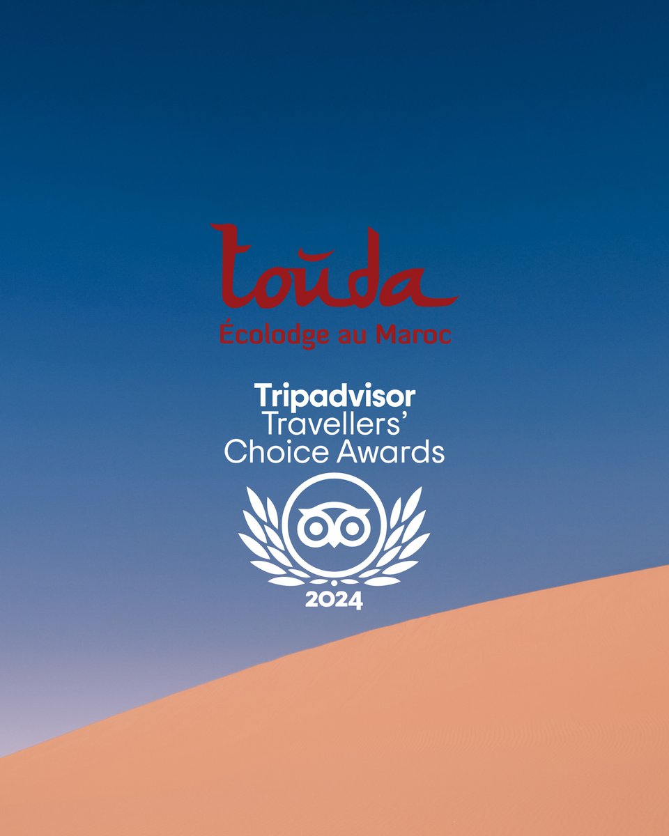 ToudaEcolodge's tweet photo. Touda Ecolodge lauréat du Travelers’ Choice Award 2024 Tripadvisor. https://t.co/fYpStUbHgc