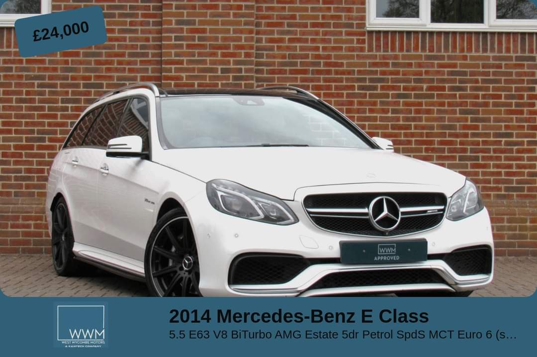 Check out this beauty from our sister site West Wycombe Motors 2014 Mercedes-Benz E Class - £24,000 5.5 E63 V8 BiTurbo AMG ✅ 100,699 miles ✅ 4 Previous Owners ✅ Petrol ✅ Automatic ✅ 5.5 litres ✅ 28.3 mpg ✅ ULEZ Compliant View Online at westwycombemotors.uk/sm/W9FXLSEC/