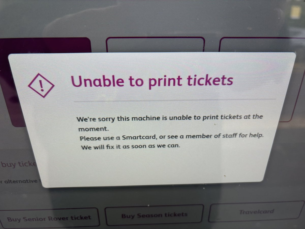 @c2c_Rail you say you are working to stop fare evaders, but can’t print ticket at Westcliff & we don’t all have smartcards! @Anna_Firth this is another problem on c2c