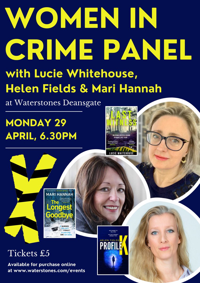 Calling all #Crimethriller fans! @helen_fields will be joining @LWhitehouse5 and @mariwriter @WaterstonesMCR for an exclusive Women in Crime Panel tomorrow! Don't miss out on gripping tales and behind-the-scenes insights. ow.ly/RKf750RnOgz