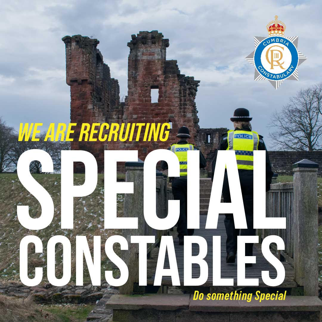 Cumbriapolice's tweet photo. Do you want to do something special in your spare time? We are accepting applications for Special Constables throughout Cumbria.
Join us in #KeepingCumbriaSafe 👮 
Are you interested and want to find out more? Visit  https://t.co/kkeSiiPGmq https://t.co/1xL7W2OAcC