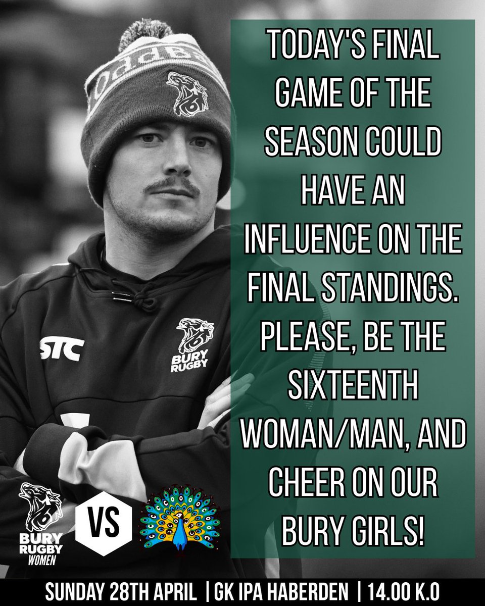 One last plea from the Head Coach Liam Leeson to head along and cheer on the Bury Girls today. #Rugby #CommunityFirst #OneClub #morethanjustarugbyclub #BSERugby