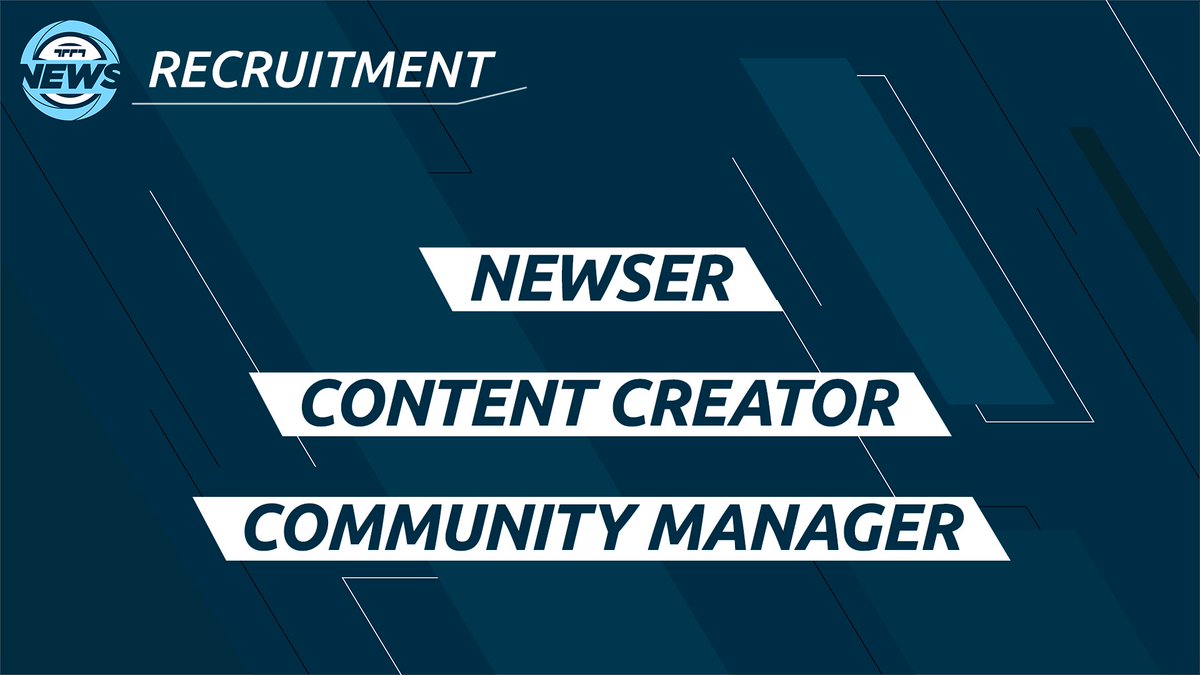 Hello everyone! 

Trackmania News is looking for new people to develop the following areas: Newser, Content Creator and Community Manager.

If you think you have the profile we're looking for, don't hesitate to apply now via the link! forms.gle/gdZ78vPn4TdQs1…