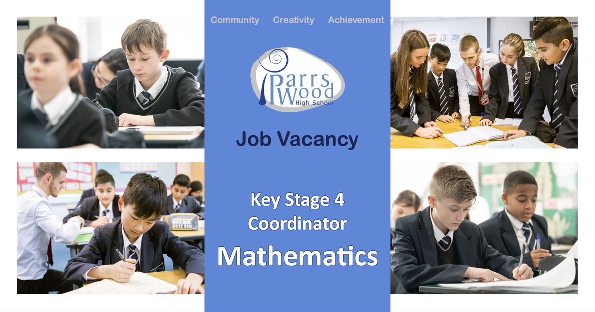 We are looking for a KS4 Coordinator - Maths to join our Parrs Wood Community. Visit our website to find out more and to apply  bit.ly/pw-jobs
Apply by: 9 May @ 12pm

#teachingjobs #teachingvacancyuk #teachinginmanchester #ks4coordinator #mathsteacher #vacancy #jobalert
