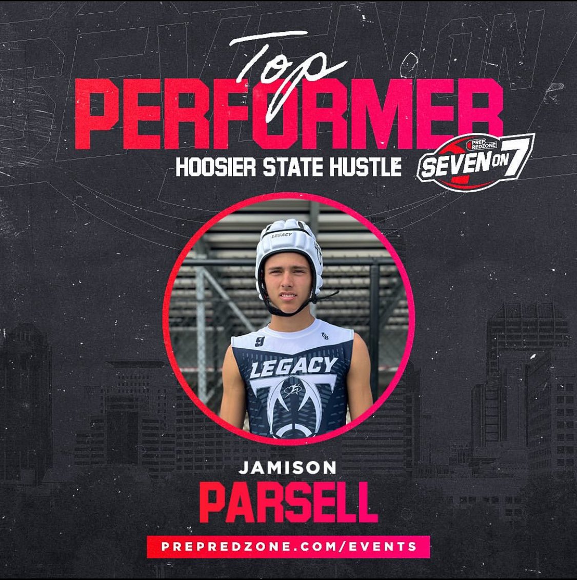 Legacy R1SE 14u Jameson Parsell - WR - Brighton - 2028 Recognized as a top performer today at the Hoosier State Hustle hosted by Prep Redzone in Noblesville, IN @Legacy_Recruit @PrepRedzoneMI #legacy #jointhemovement