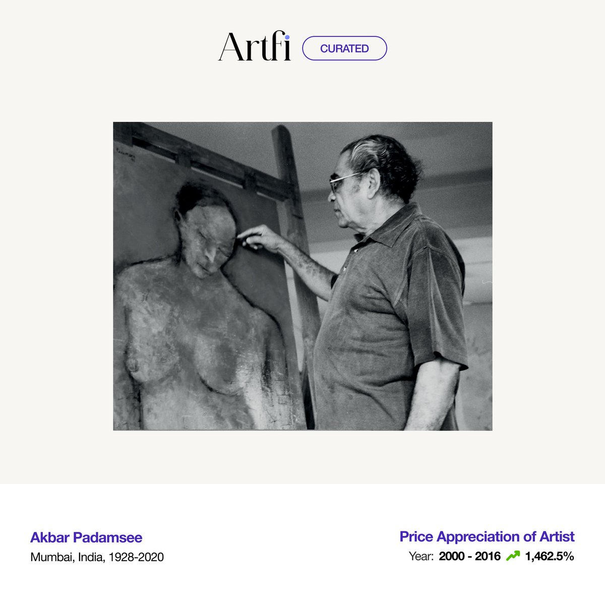 #AkbarPadamsee was known for his contribution to the Indian modernist movement. He was a painter, sculptor, printmaker, photographer + filmmaker who worked across mediums throughout his career. In 2000, his highest annual sale was $160k. In 2016, his painting ‘Greek Landscape’…