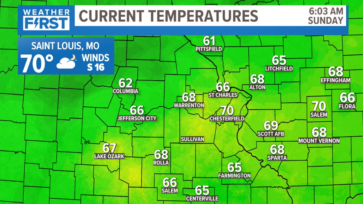 Here's a look at your early morning temps around the #STL area Forecast at ksdk.com/weather #stlwx #ksdkwx