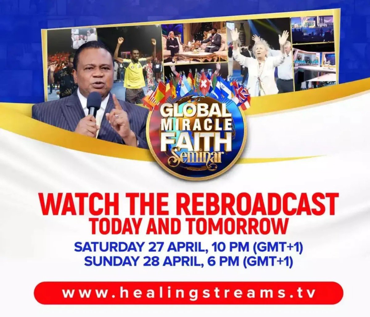 healingschool's tweet photo. Catch the rebroadcast of the April 2024 Global Miracle Faith Seminar airing today at 6 p.m (GMT+1).

Airing on https://t.co/47c9WMaDWA or the Healing School mobile app

Also, sponsor the program broadcast @ https://t.co/AcJ79kR7Sm

#PastorChris 
#GMFS 
#healingstreams https://t.co/HJL1fLeuY3