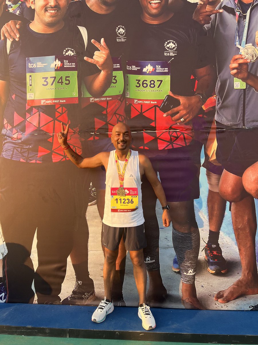 #TCSworld10k 
hitting the finish line 00.57.00 minutes. Dear PARTHA ROY, Congratulations for completing your Open 10K at TCS World 10K Bengaluru 2024 in 00:57:26