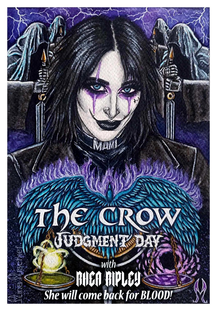 My new artwork: “The Crow: Judgment Day”

“𝑊ℎ𝑒𝑛 𝐼 𝑐𝑜𝑚𝑒 𝑏𝑎𝑐𝑘, 𝐼’𝑚 𝑐𝑜𝑚𝑖𝑛𝑔 𝑏𝑎𝑐𝑘 𝑓𝑜𝑟 𝐵𝐿𝑂𝑂𝐷!”

A tribute to The Judgment Day / @RheaRipley_WWE as a female Crow💜

#RheaRipley #Mami #thejudgmentday #WWE #TheCrow #femalecrow #traditionalart #ArtistOnX