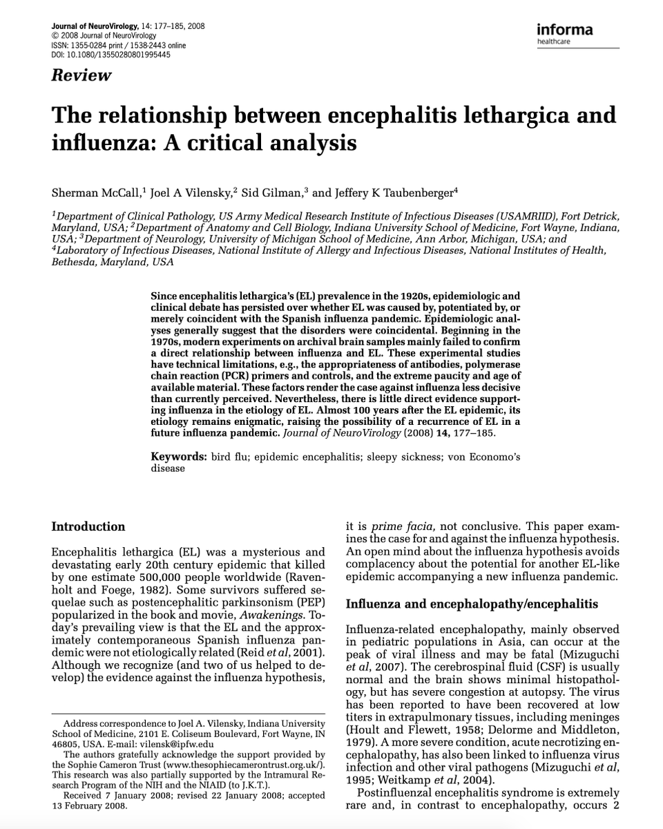 We just had the worst 'bird flu' outbreak in human history.

Bird flu causes Encephalitis Lethargica,
according to Taubenberger.

Hypothesis:
That's what 'Long COVID' really is - 
Encephalitis Lethargica.

The source of 'Long COVID'
was avian influenza infection, not SARS-COV2.