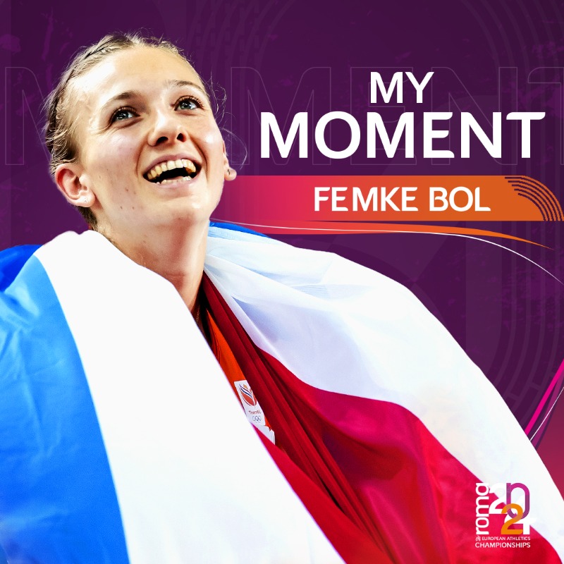 EuroAthletics's tweet photo. Femke Bol recalls the moment she won her third gold in Munich. 🥇

Watch the full episode on our YouTube channel and listen to our latest 'Ignite' podcast episode where she talks about her career, her hopes for 🇮🇹 @earoma2024 and beyond. 

#Roma2024  #IgnitetheFire  #athletics