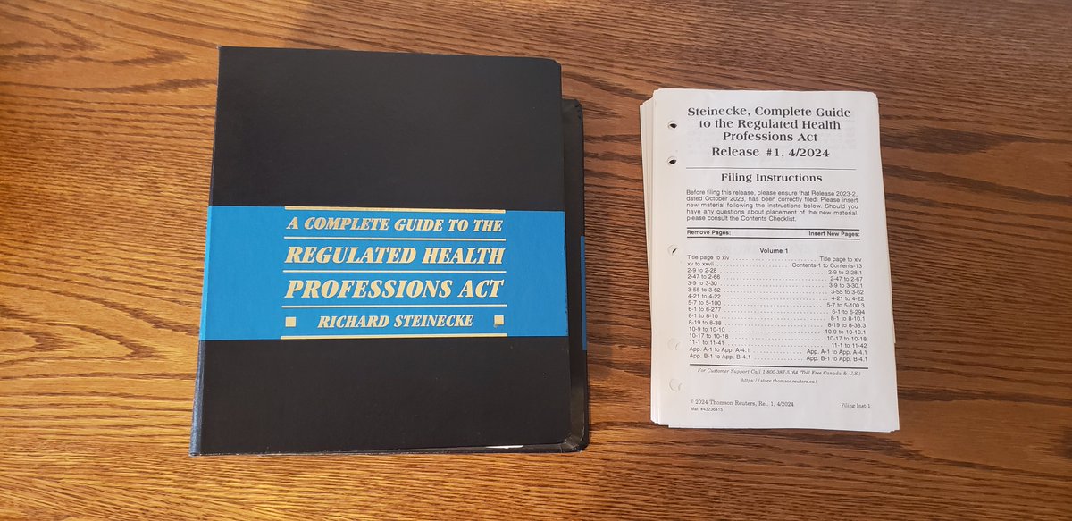 steineckerich's tweet photo. Always glad to see the arrival of the update to our book on the Regulated Health Professions Act. Thicker than usual. A lot has happened in the last six months. https://t.co/FiIxXtthy8