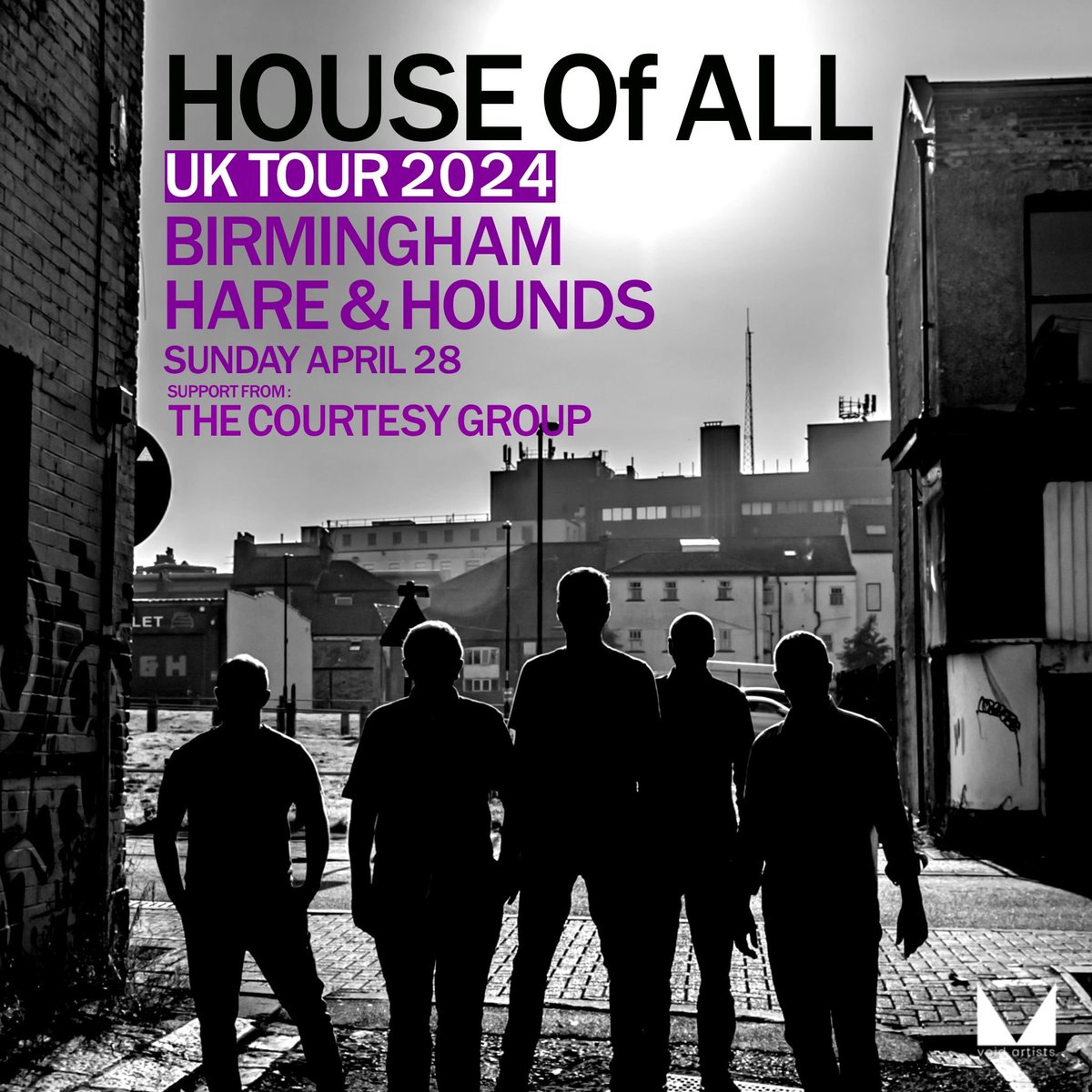 Tonight in Birmingham @hareandhounds … HOUSE Of ALL play their last show of the tour with local legends The Courtesy Group. Brilliant Sunday night to be had. Last tickets skiddle.com/whats-on/Birmi…