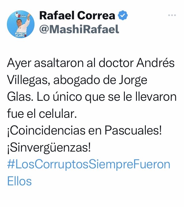 A quien haya sustraido el celular del abogado de Jorge Glas, la información que contiene ese dispositivo es mucho más valiosa que el aparato, favor entregarlo a la Fiscalía, gracias!