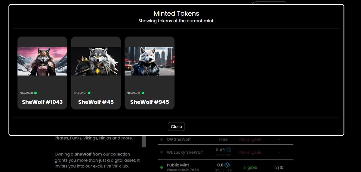 justmestop90's tweet image. Just minted 3 shewolven 😎