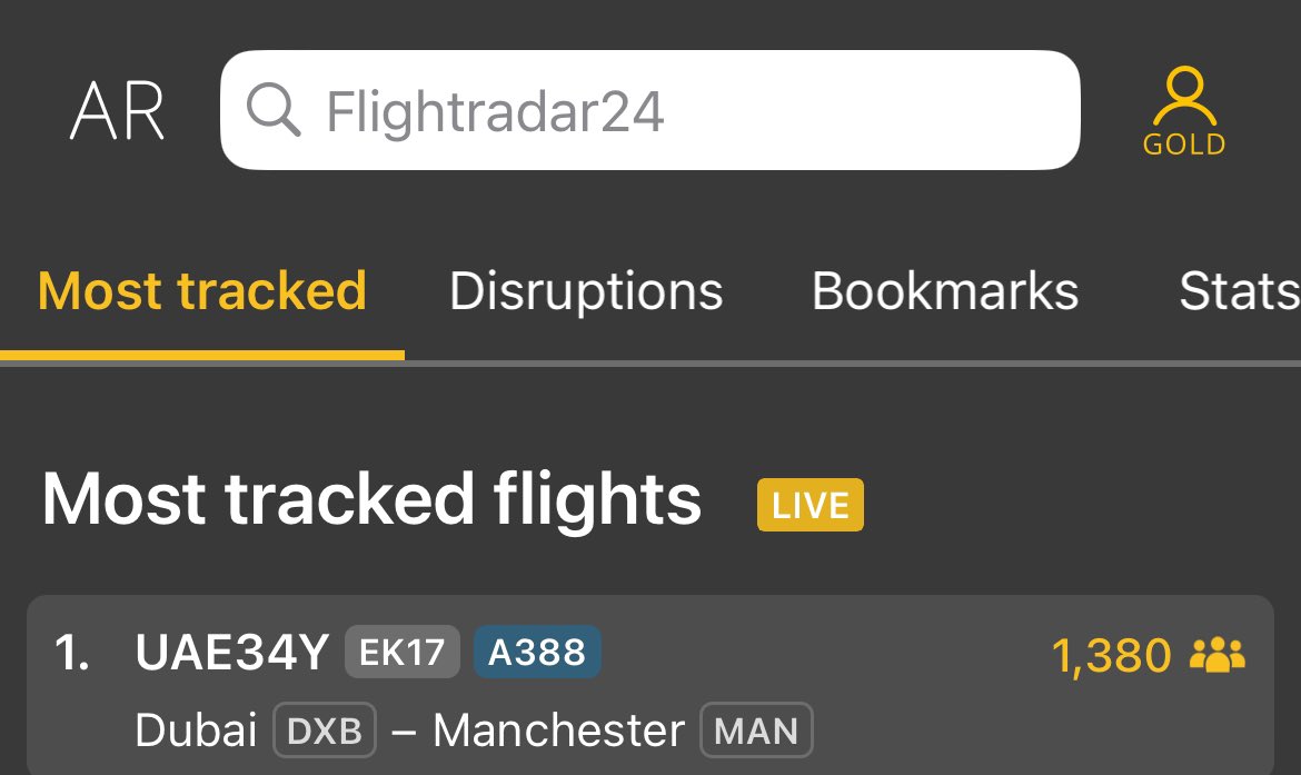 Currently the most tracked Aircraft on @flightradar24 and live on @airlinerslive! Look at that very apt number also ✈️