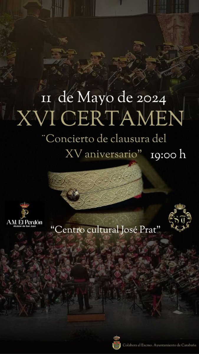 Nos complace anunciar lo que será el XVI Cartamen de Música Cofrade, haciéndolo coincidir con el Concierto de clausura de nuestro XV Aniversario.

En esta ocasión tenemos el placer de invitar a nuestros amigos de La Agrupación Musical “El Perdón” de Alcazar de San Juan.

15 años!