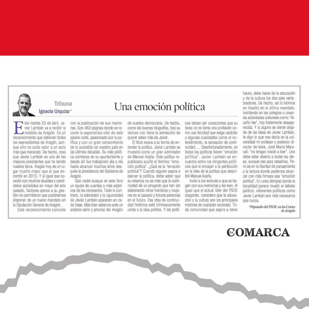 ✒️ Artículo de opinión de @iurquizu en @_lacomarca 'Y los políticos deben ser conscientes que su tarea no es tanto una profesión como una facultad que exige carácter y algunas cualidades como el entendimiento, la sensación de continuidad...'