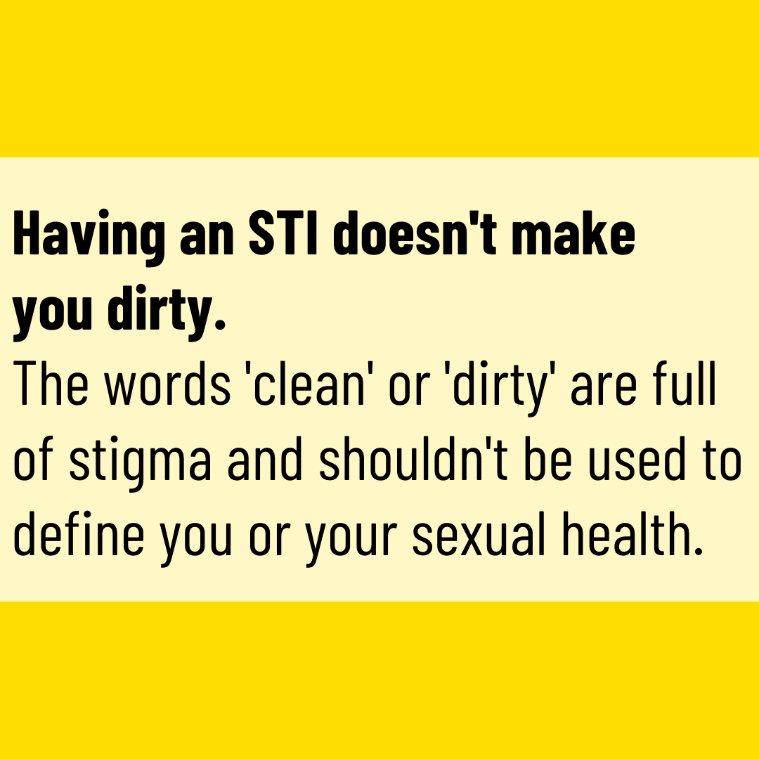 📢 Say it with us: Having a sexually transmitted infection (#STI) doesn't make you dirty. The words 'clean' or 'dirty' are full of stigma and should not be used to define you or your #SexualHealth.

#STIAwarenessMonth