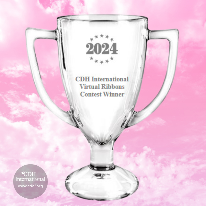 CDH Awareness Month Contests! Gather the most virtual ribbons during April and win this trophy! cdhi.org/2024ribbons #cdh #cdhawareness #cdhawarenessday #cdhawarenessmonth #congenitaldiaphragmatichernia