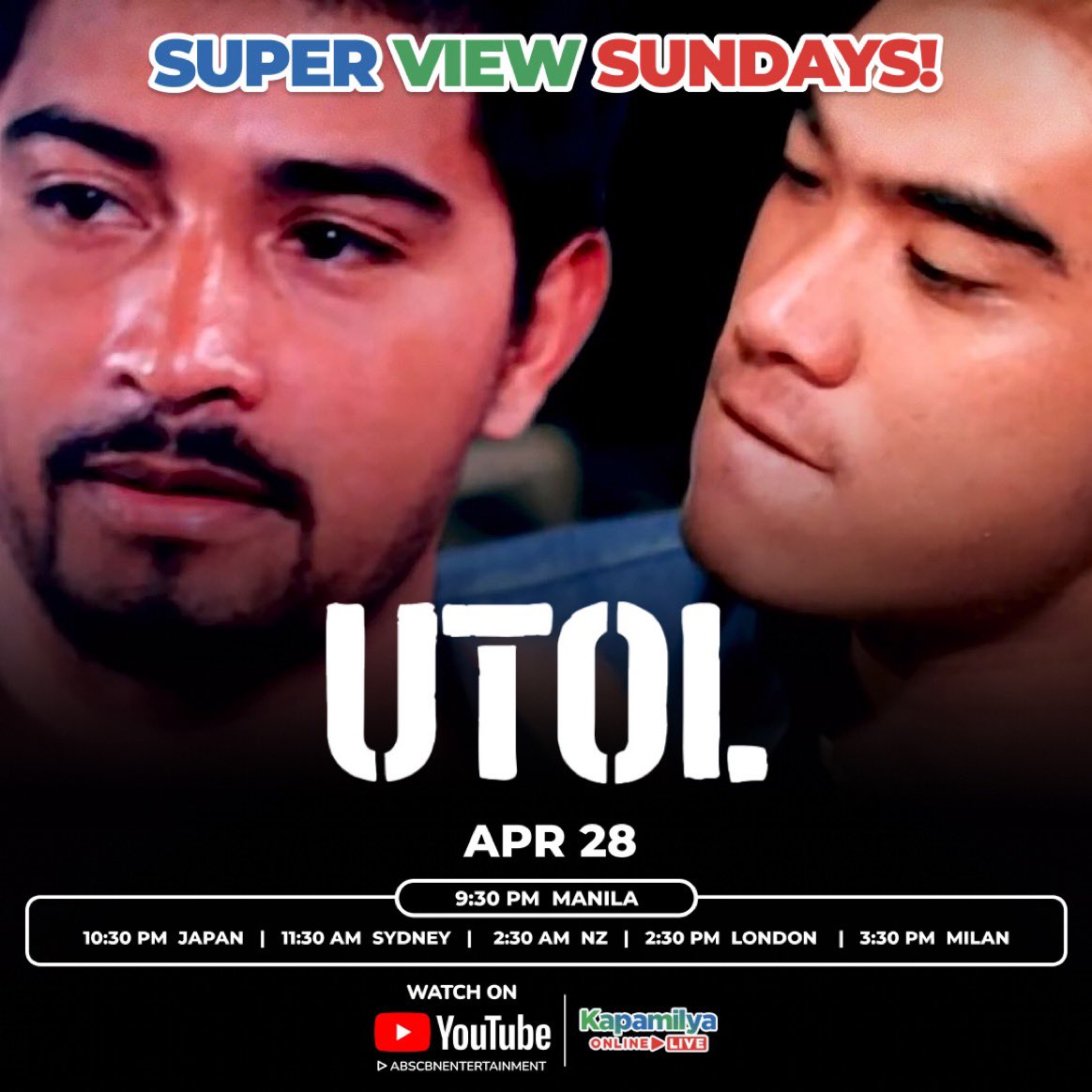 ABSCBNpr's tweet photo. Watch #Utol LIVE sa #KapamilyaOnlineLive! 💥 https://t.co/0Smeevr3we