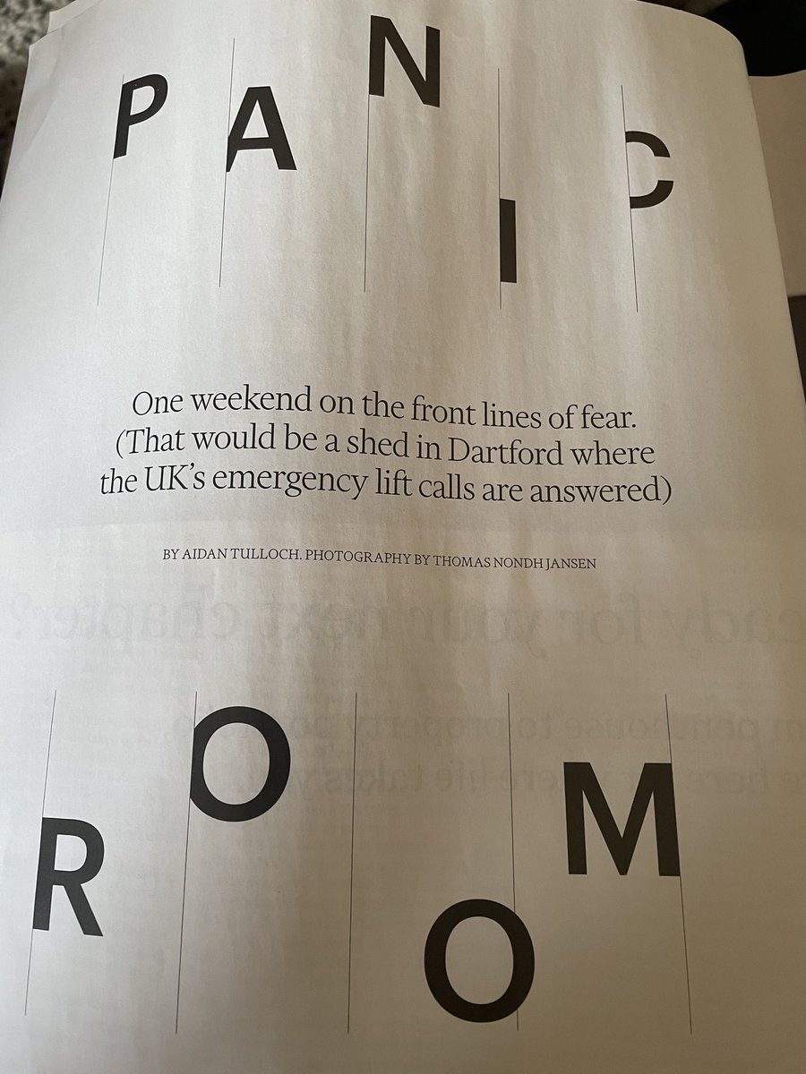 Aidan Tulloch’s @ftweekend article about the UK’s only call centre for Lift Alarm calls is a delight, not least because he quickly discovers that not much happens there. As a result, you get to experience a writer working at their absolute best, finding poetry in the banal.