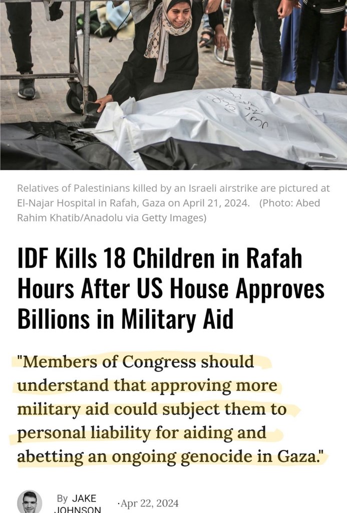 Israeli Forces killed 18 children in Rafah - Hours After US House Approves Billions in Military Aid.